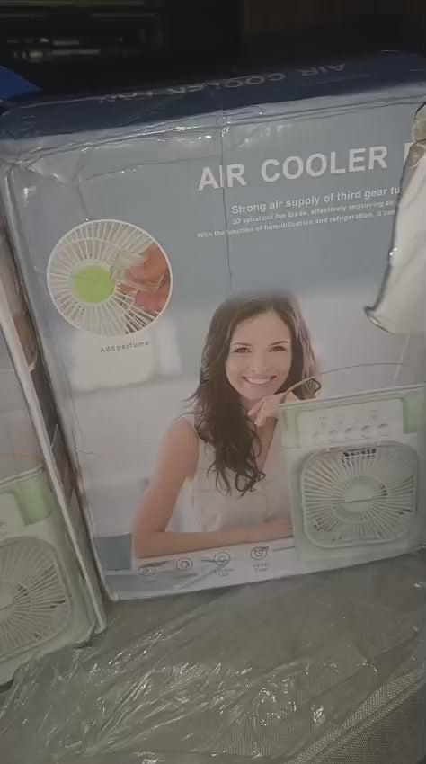 Mini Air Cooling Fan Rechargeable Portable Fan Size 21cm Copper Motor High Power Support Strong Airflow Large Size Cooling Sponge (Random Color)